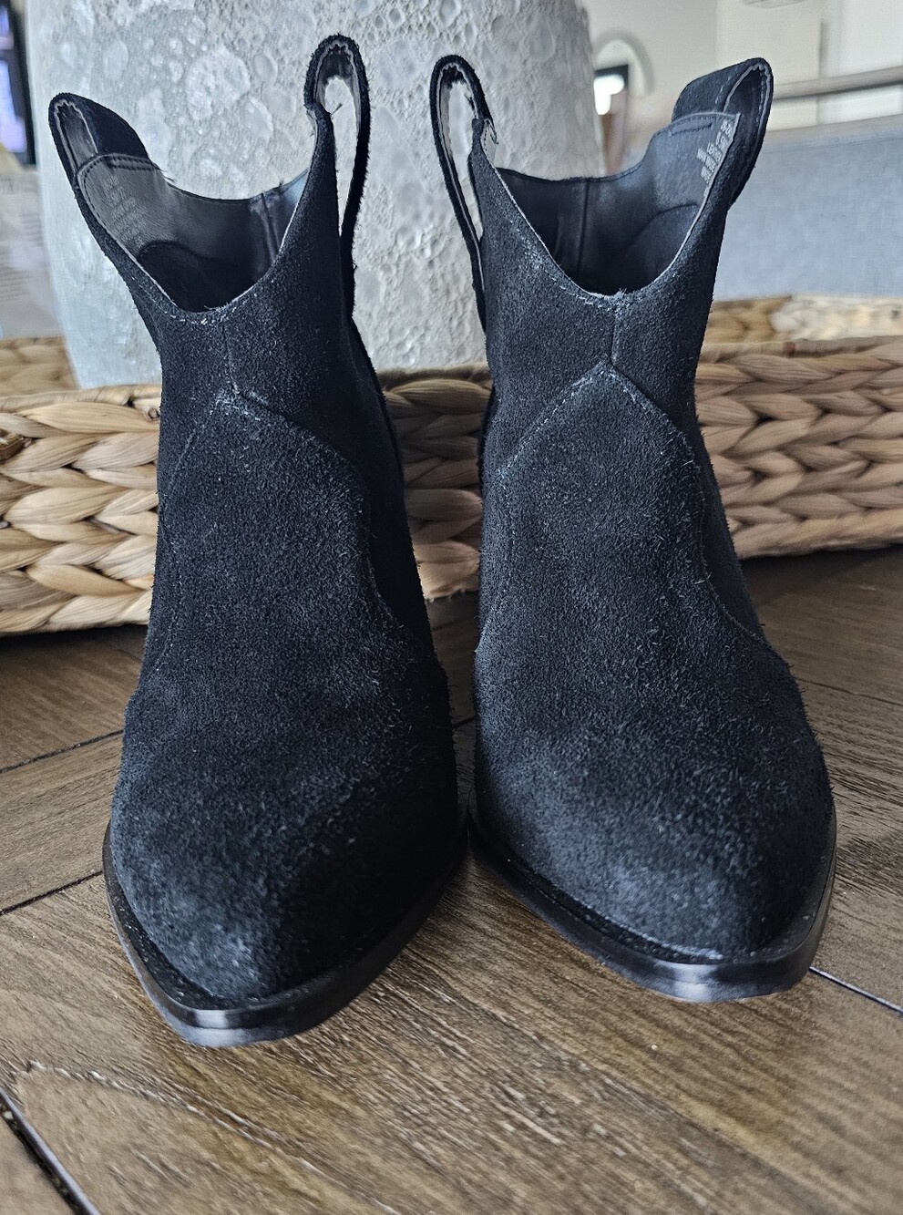 Jessica Simpson Black Suede Western-BOHO Ankle Boots Shoes Women's Sz 6.5 - Picture 2 of 8